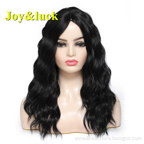 18inch Medium Length Wholesale Women's Wig Middle Part Finger Wave 613 Blonde Natural Water Wave Cosplay Costume Synthetic Wigs